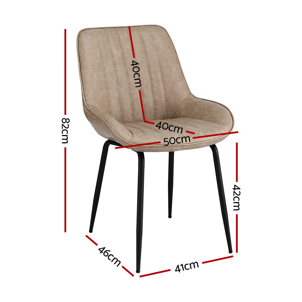 Callum PU Leather Dining Chair - Khaki (Set of 2)