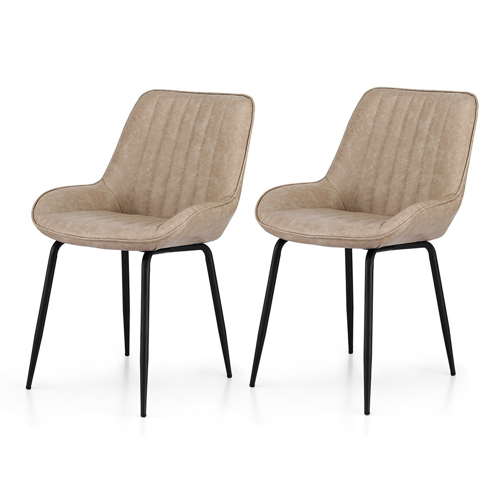 Callum PU Leather Dining Chair - Khaki (Set of 2)