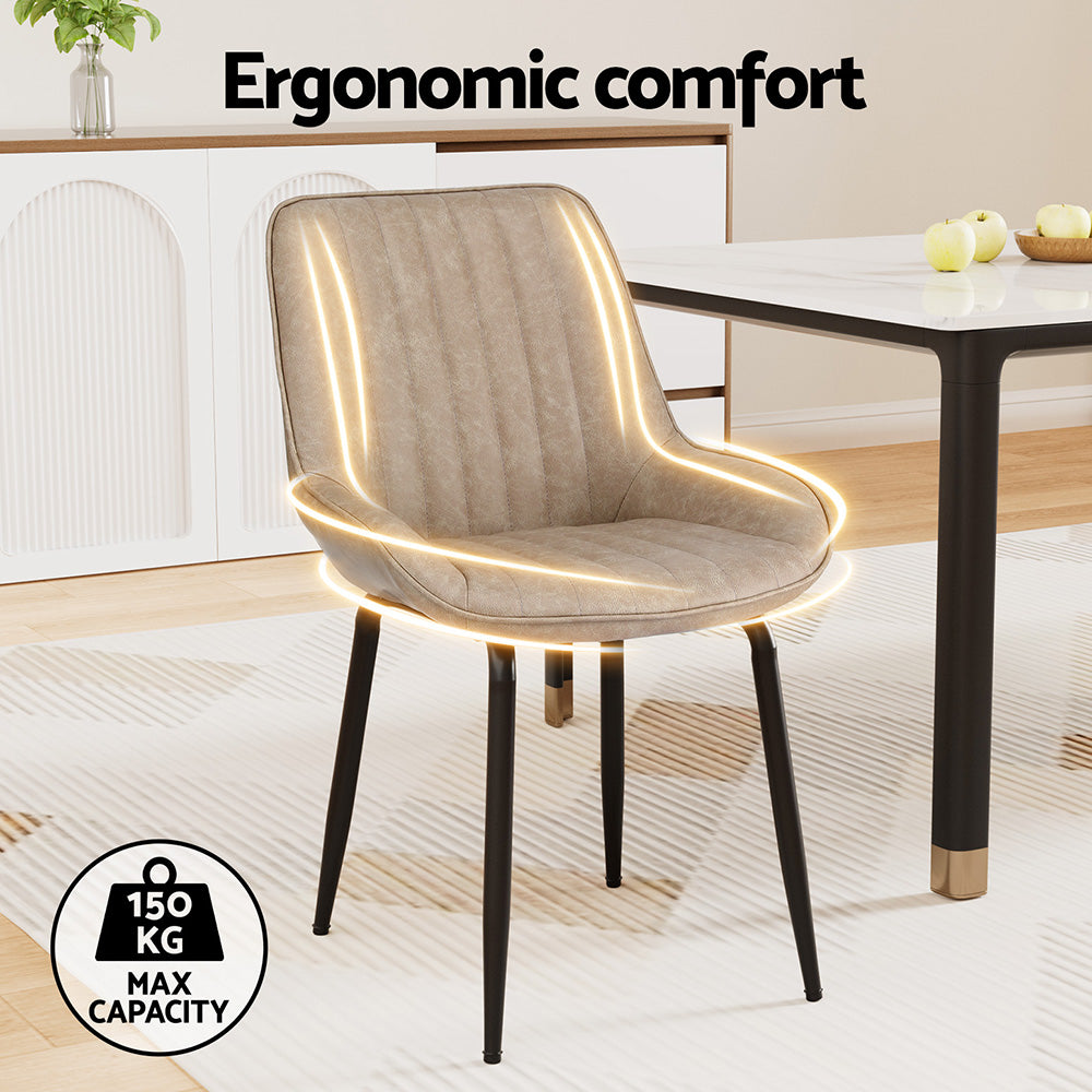 Callum PU Leather Dining Chair - Khaki (Set of 2)