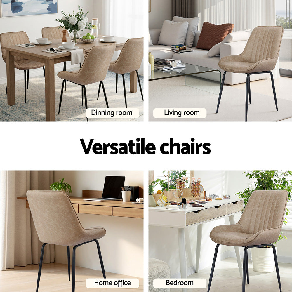 Callum PU Leather Dining Chair - Khaki (Set of 2)