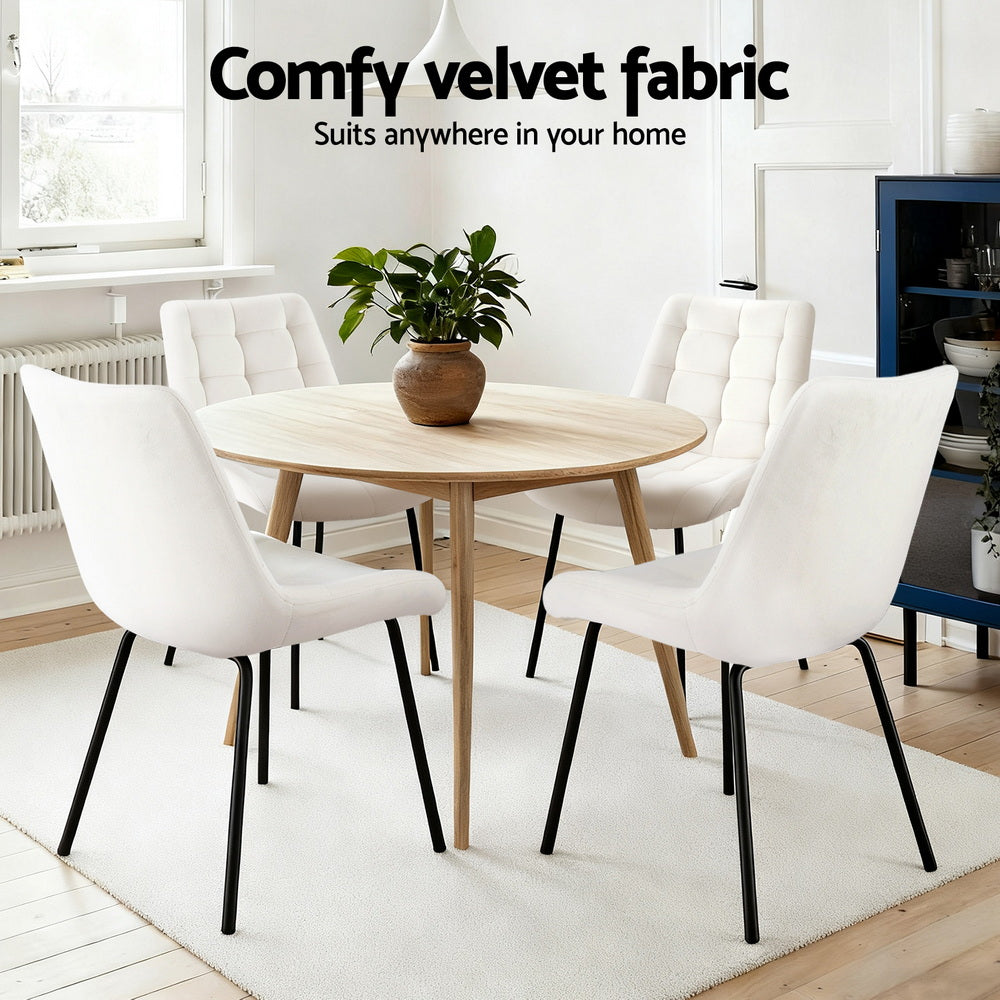 Juliette Velvet Dining Chair - Beige (Set of 2)