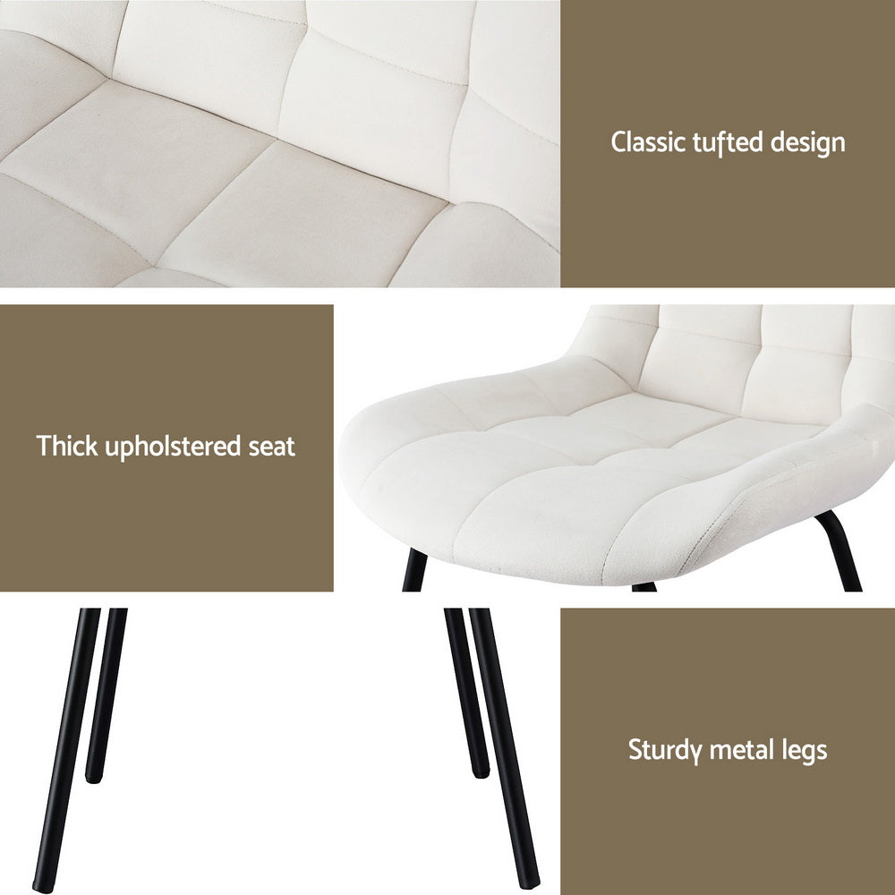 Juliette Velvet Dining Chair - Beige (Set of 2)