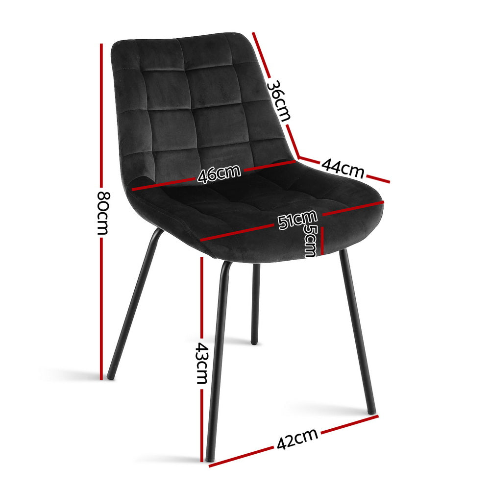 Juliette Velvet Dining Chair - Black (Set of 2)