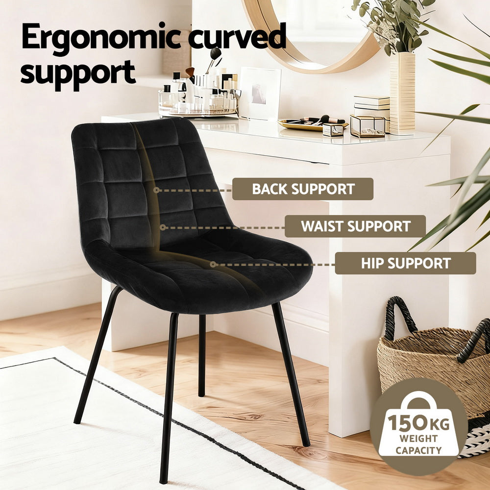 Juliette Velvet Dining Chair - Black (Set of 2)