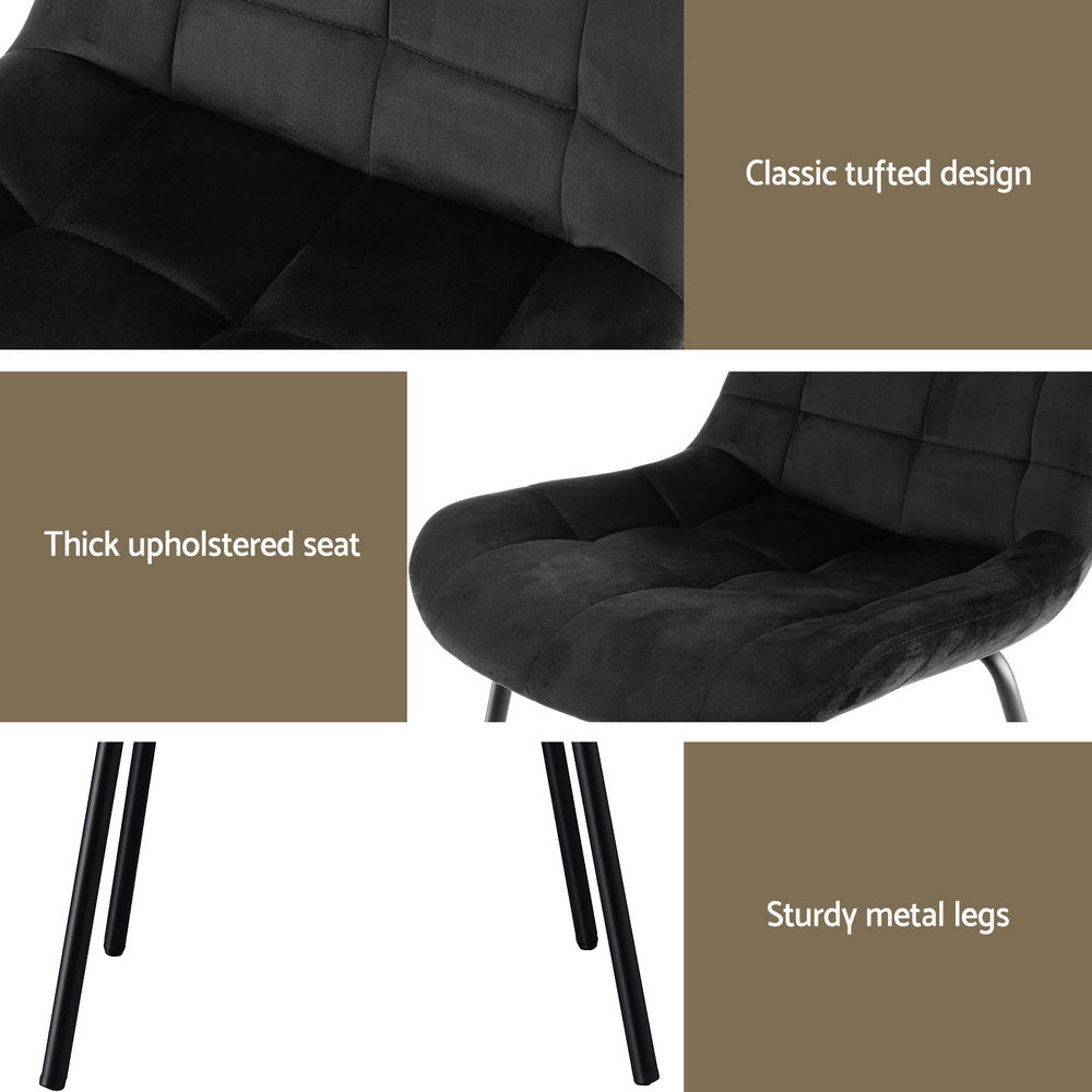 Juliette Velvet Dining Chair - Black (Set of 2)