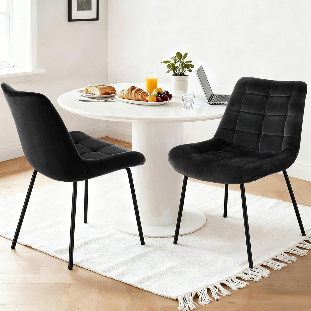 Juliette Velvet Dining Chair - Black (Set of 2)