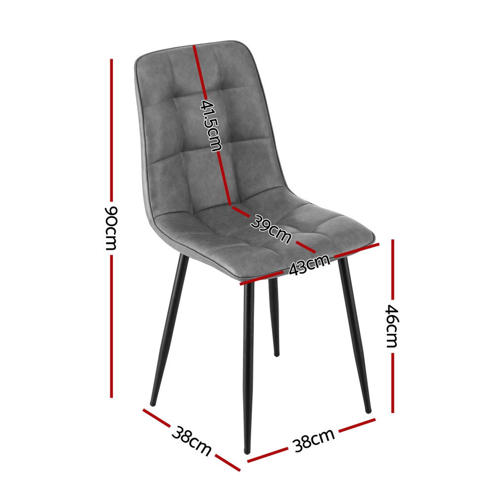Daphne PU Leather Dining Chair - Grey (Set of 4)