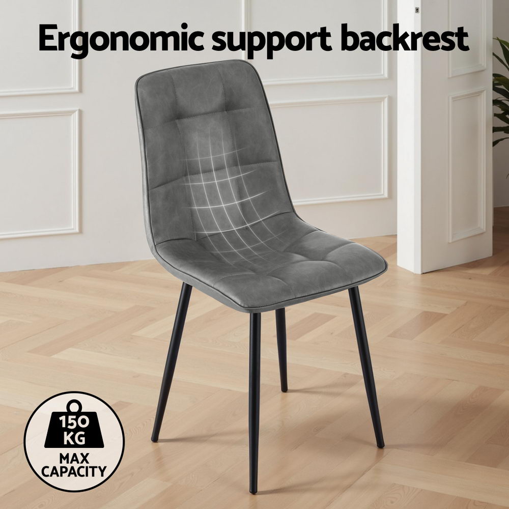 Daphne PU Leather Dining Chair - Grey (Set of 4)