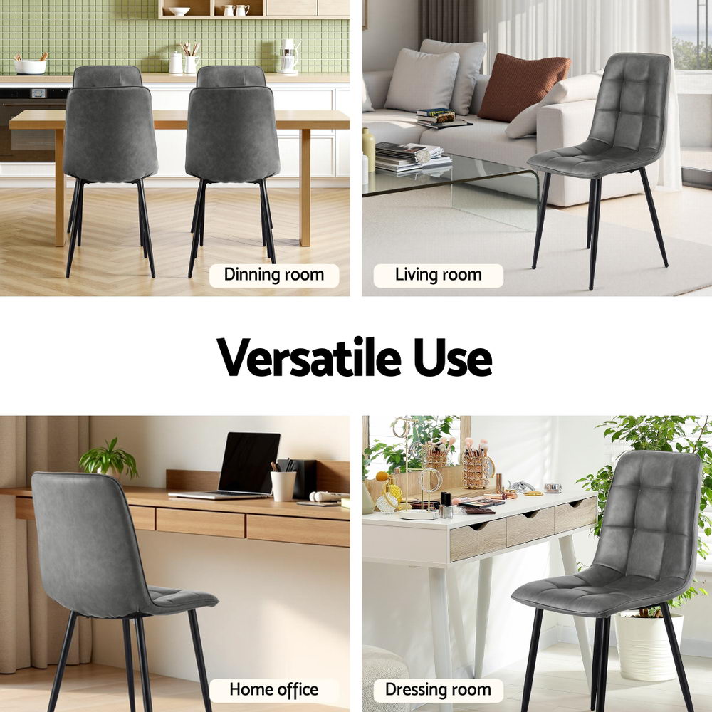 Daphne PU Leather Dining Chair - Grey (Set of 4)
