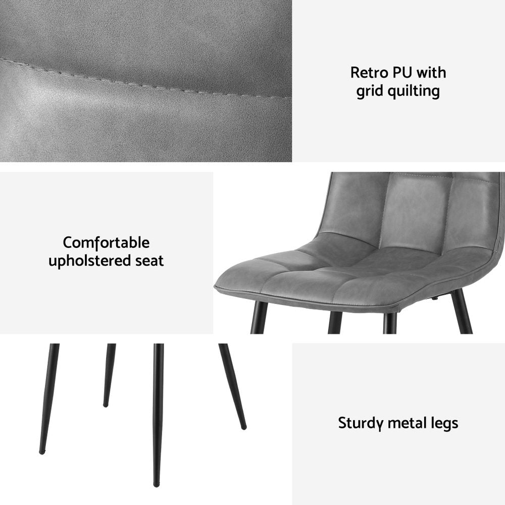 Daphne PU Leather Dining Chair - Grey (Set of 4)