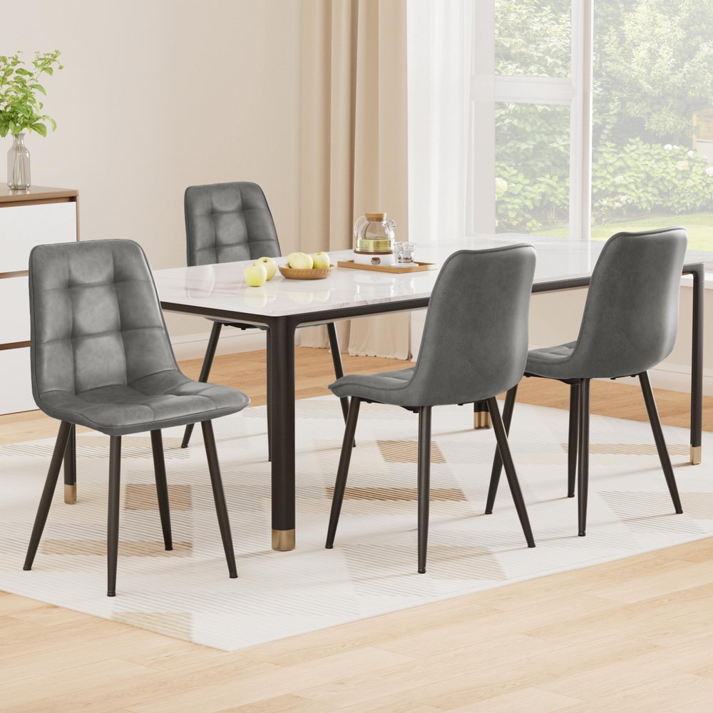 Daphne PU Leather Dining Chair - Grey (Set of 4)