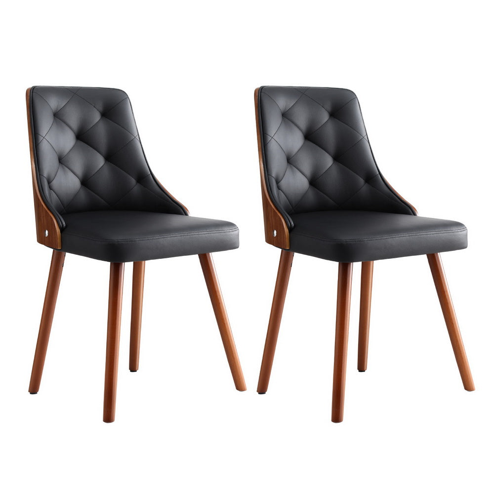Theo PU Leather Dining Chair - Black (Set of 2)