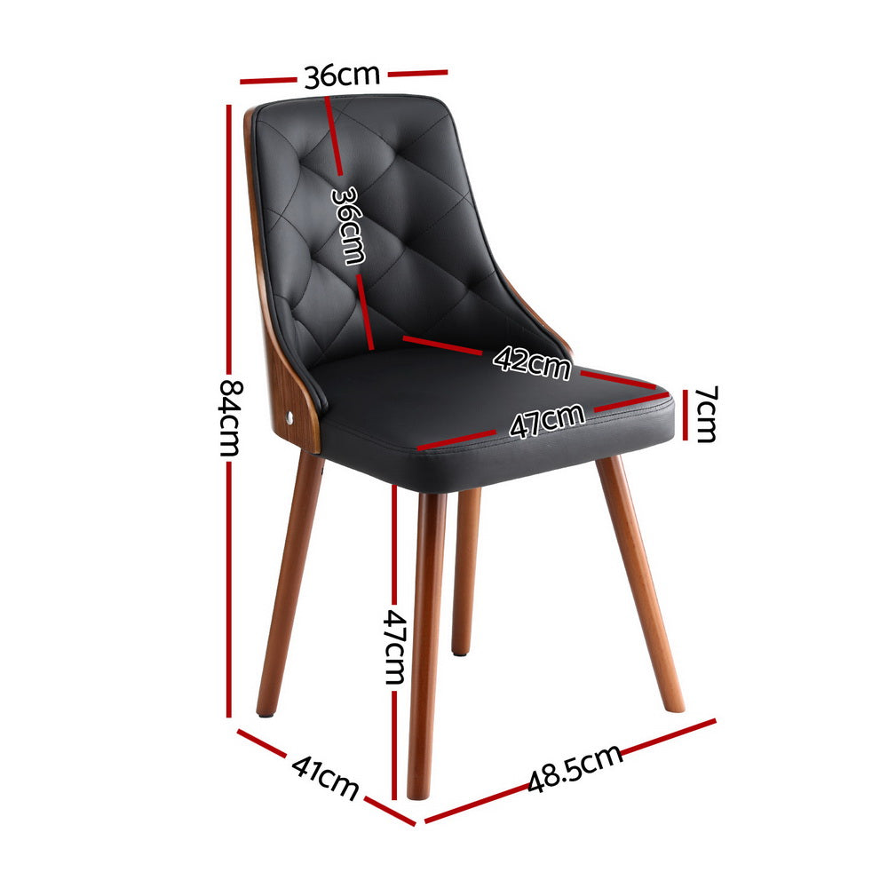 Theo PU Leather Dining Chair - Black (Set of 2)
