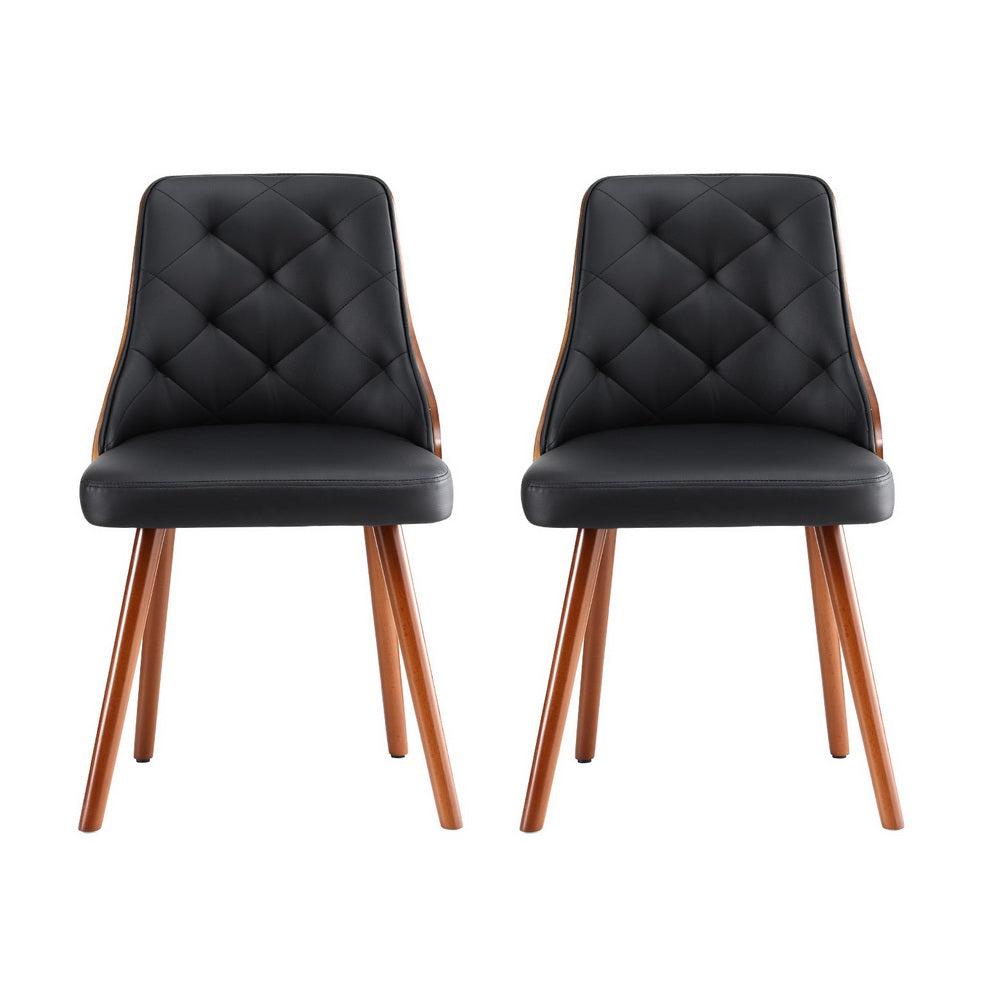 Theo PU Leather Dining Chair - Black (Set of 2)