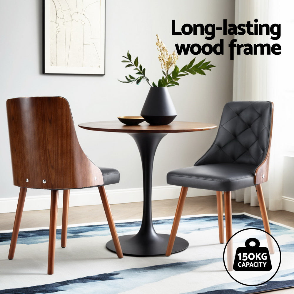 Theo PU Leather Dining Chair - Black (Set of 2)