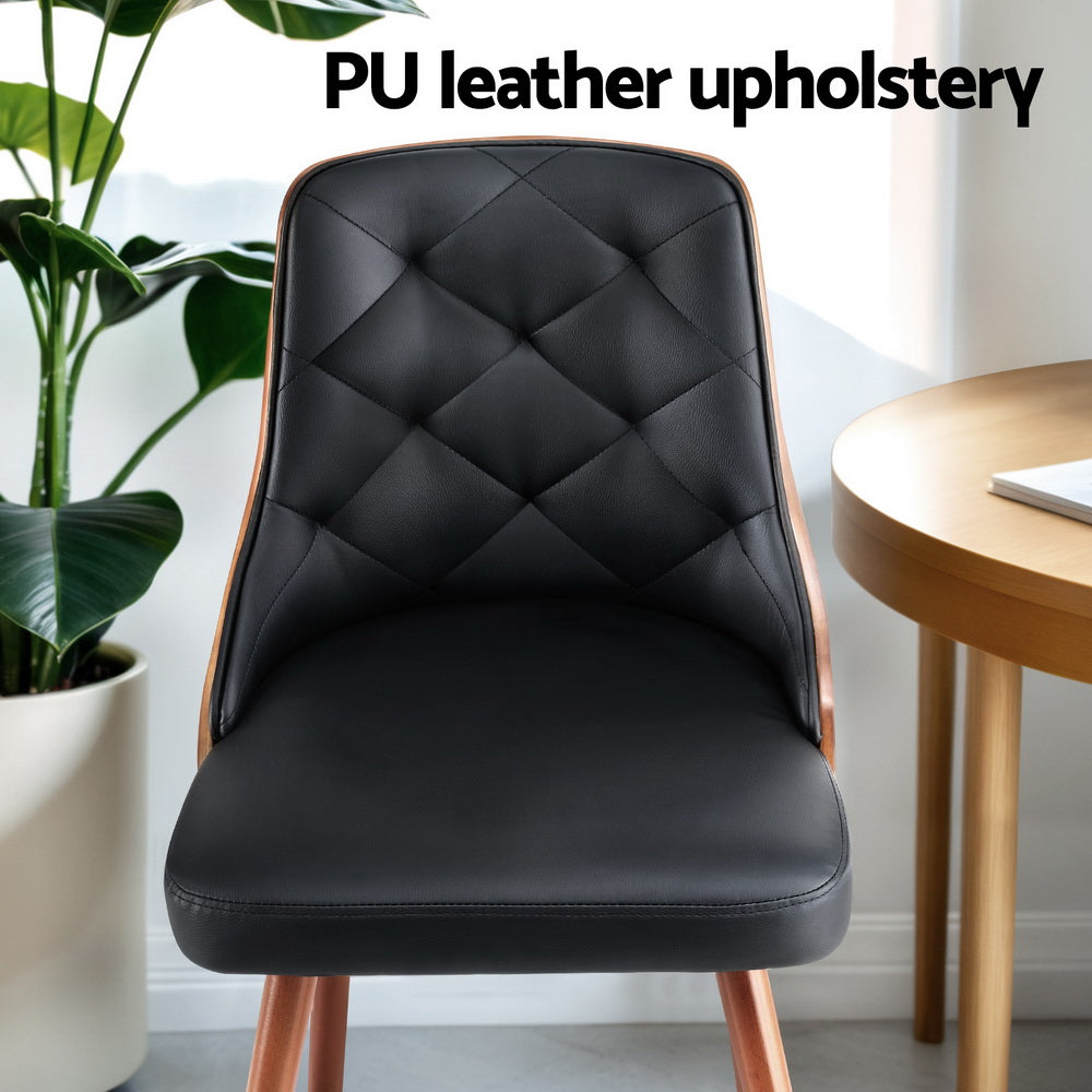 Theo PU Leather Dining Chair - Black (Set of 2)