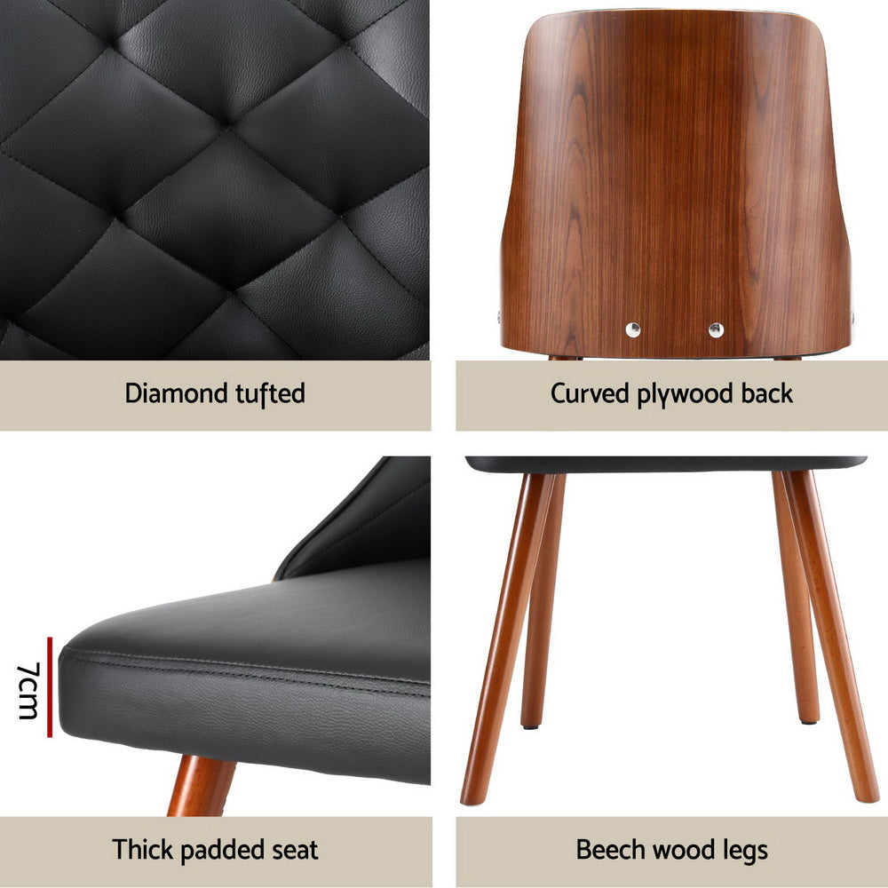 Theo PU Leather Dining Chair - Black (Set of 2)