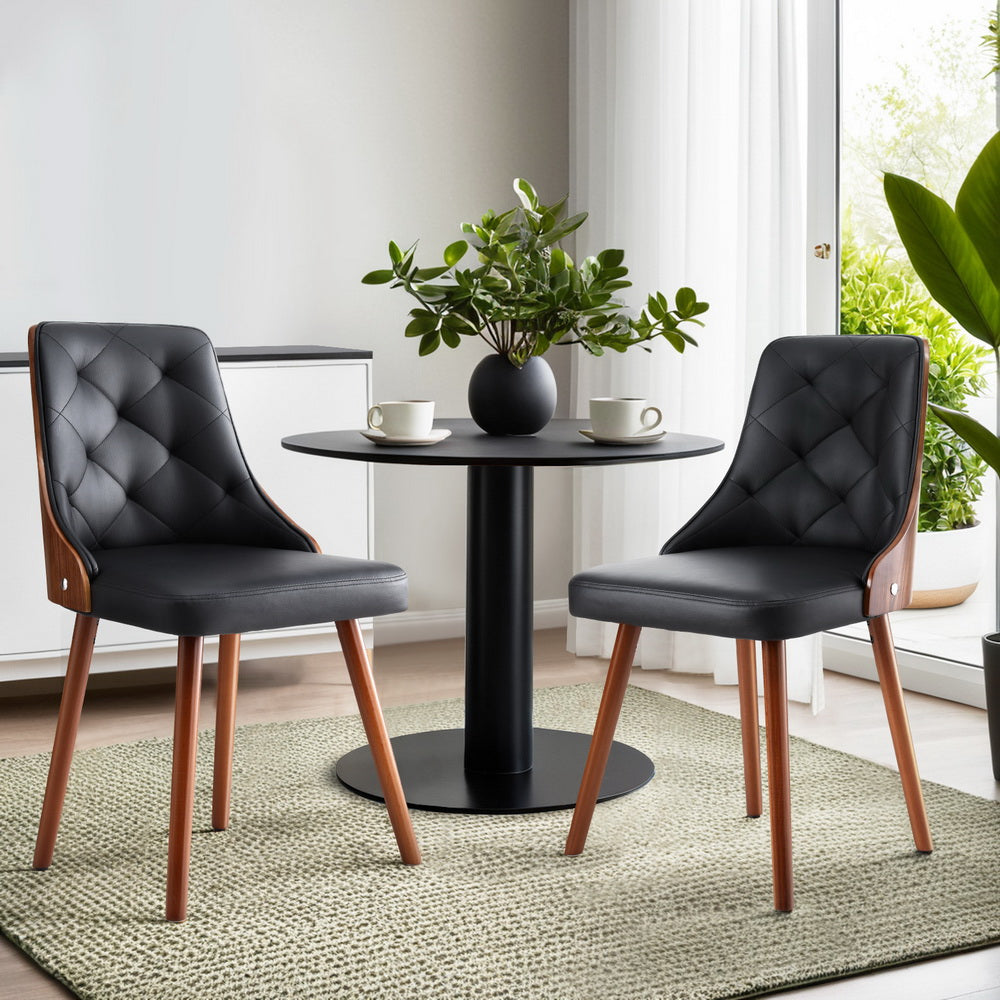 Theo PU Leather Dining Chair - Black (Set of 2)