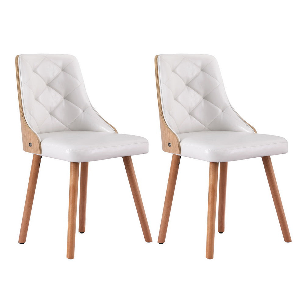 Theo PU Leather Dining Chair - White (Set of 2)
