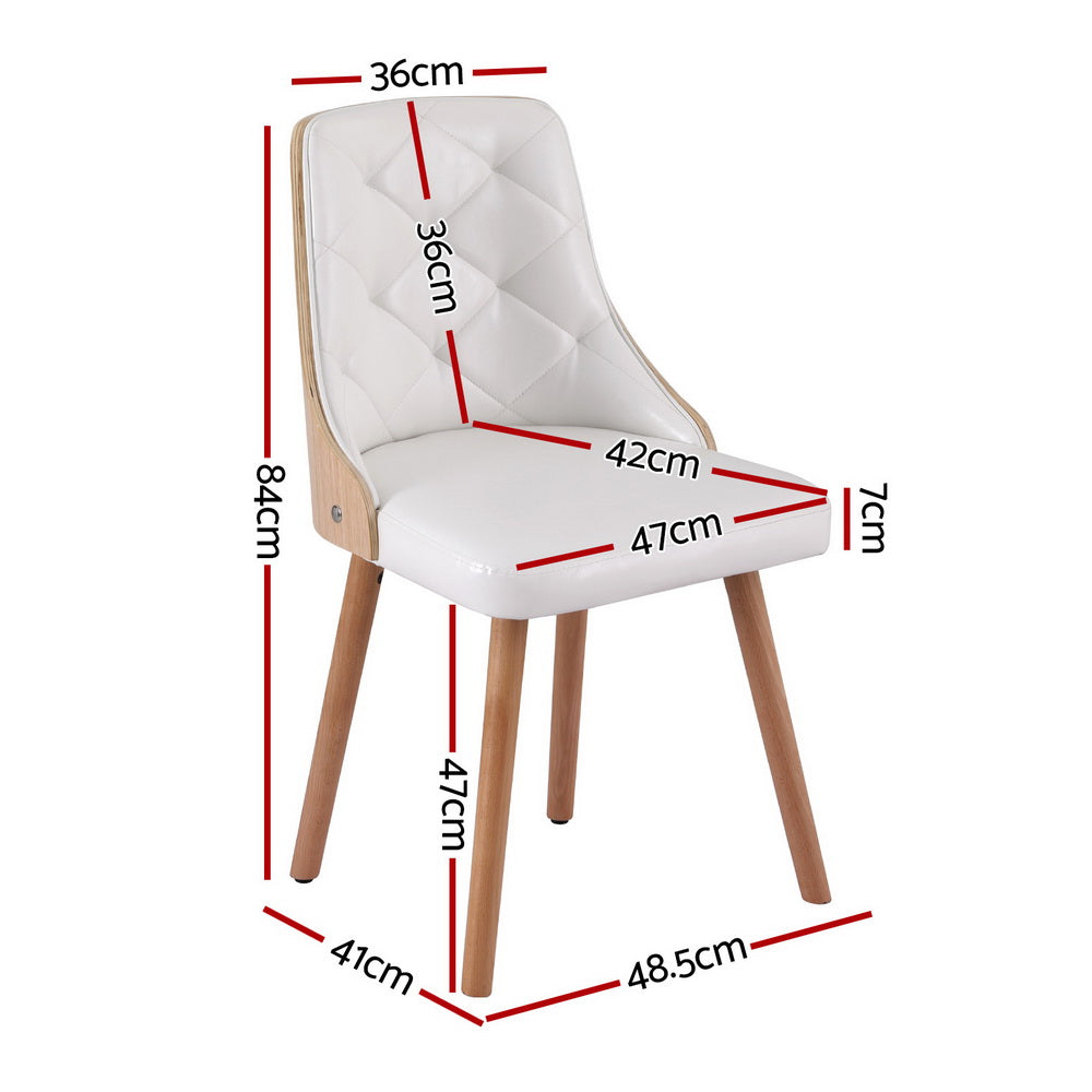 Theo PU Leather Dining Chair - White (Set of 2)