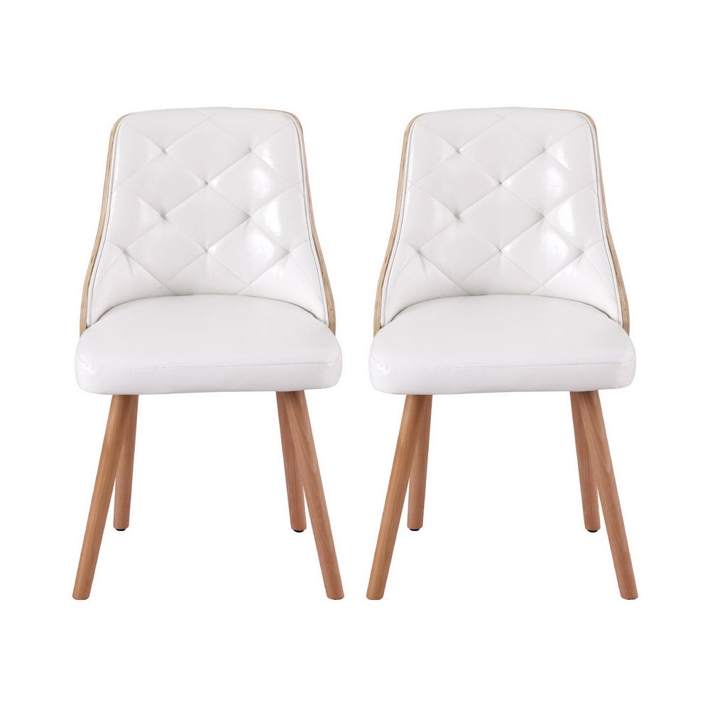 Theo PU Leather Dining Chair - White (Set of 2)