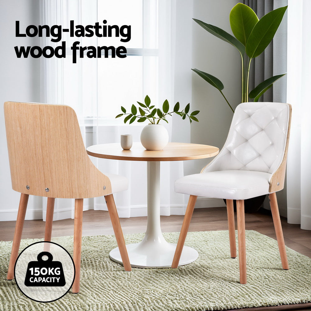 Theo PU Leather Dining Chair - White (Set of 2)
