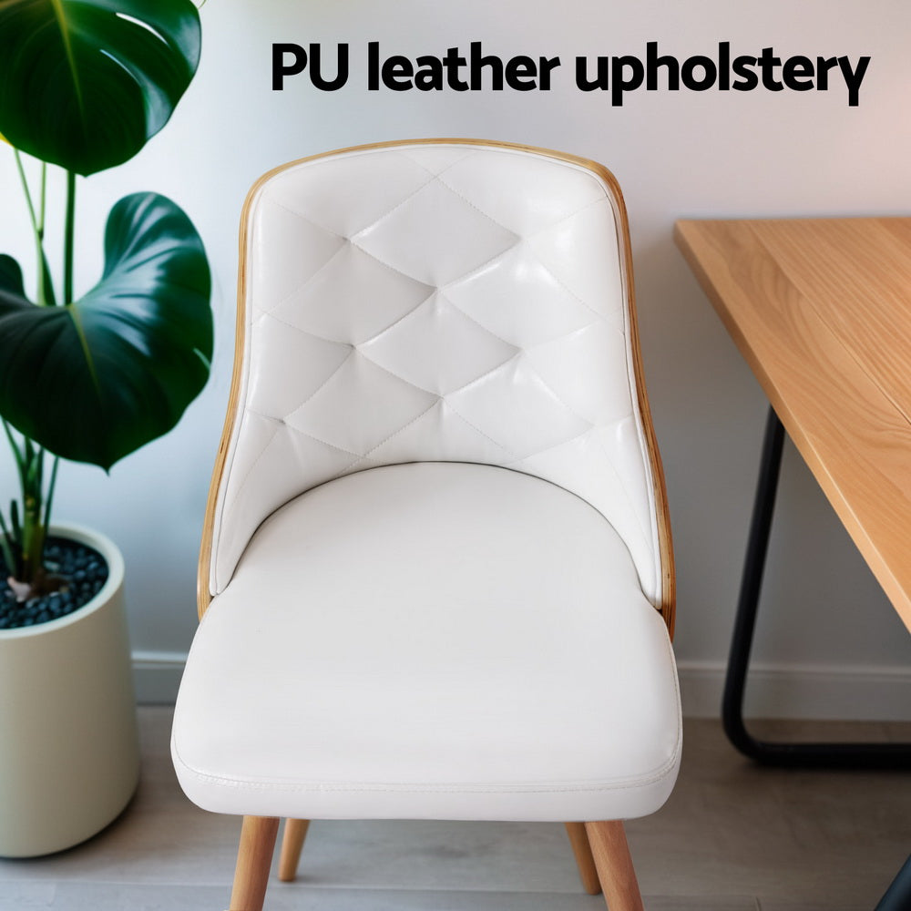 Theo PU Leather Dining Chair - White (Set of 2)