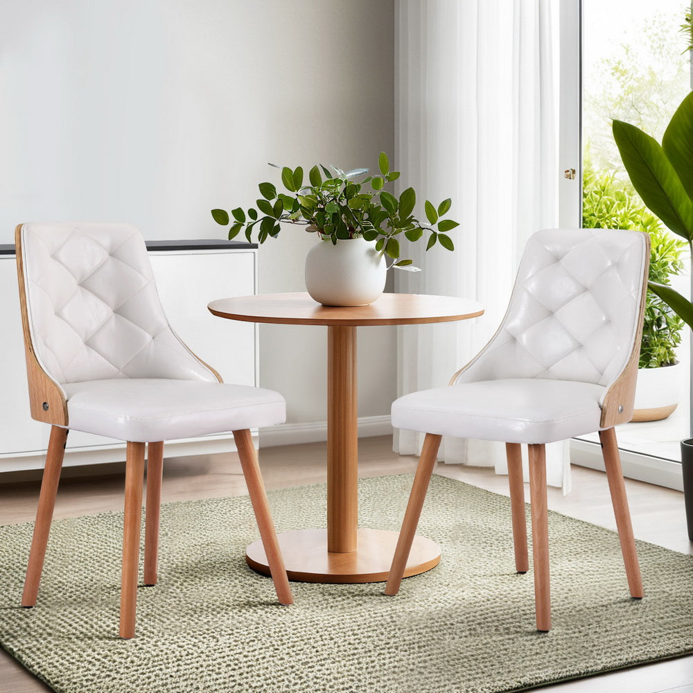 Theo PU Leather Dining Chair - White (Set of 2)