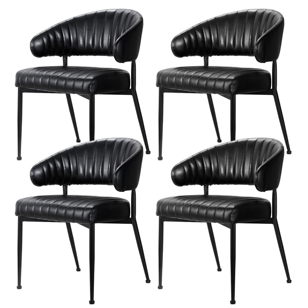 Vivienne PU Leather Dining Chair - Black (Set of 4)