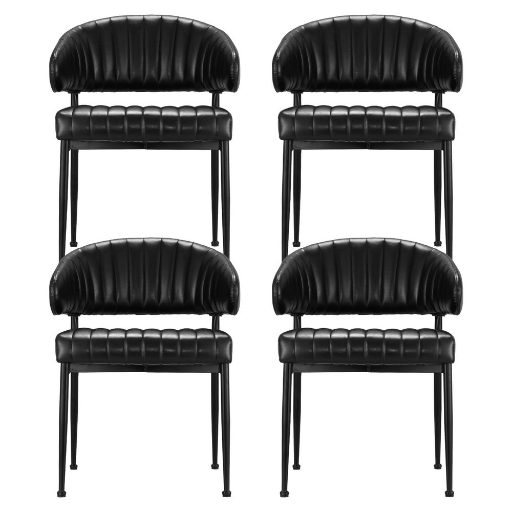 Vivienne PU Leather Dining Chair - Black (Set of 4)