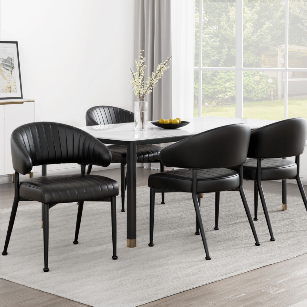 Vivienne PU Leather Dining Chair - Black (Set of 4)
