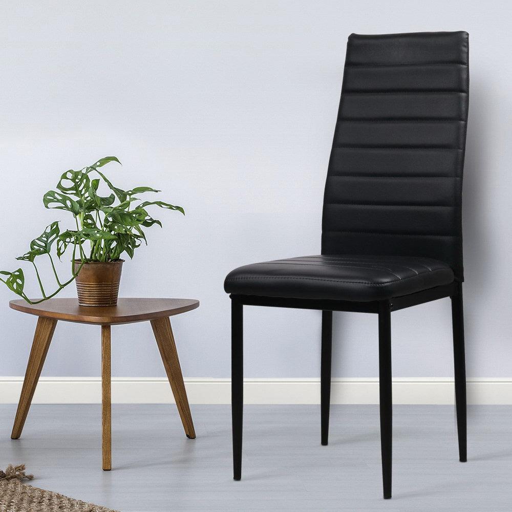 Arlo PVC Leather Dining Chair - Black (Set of 4)