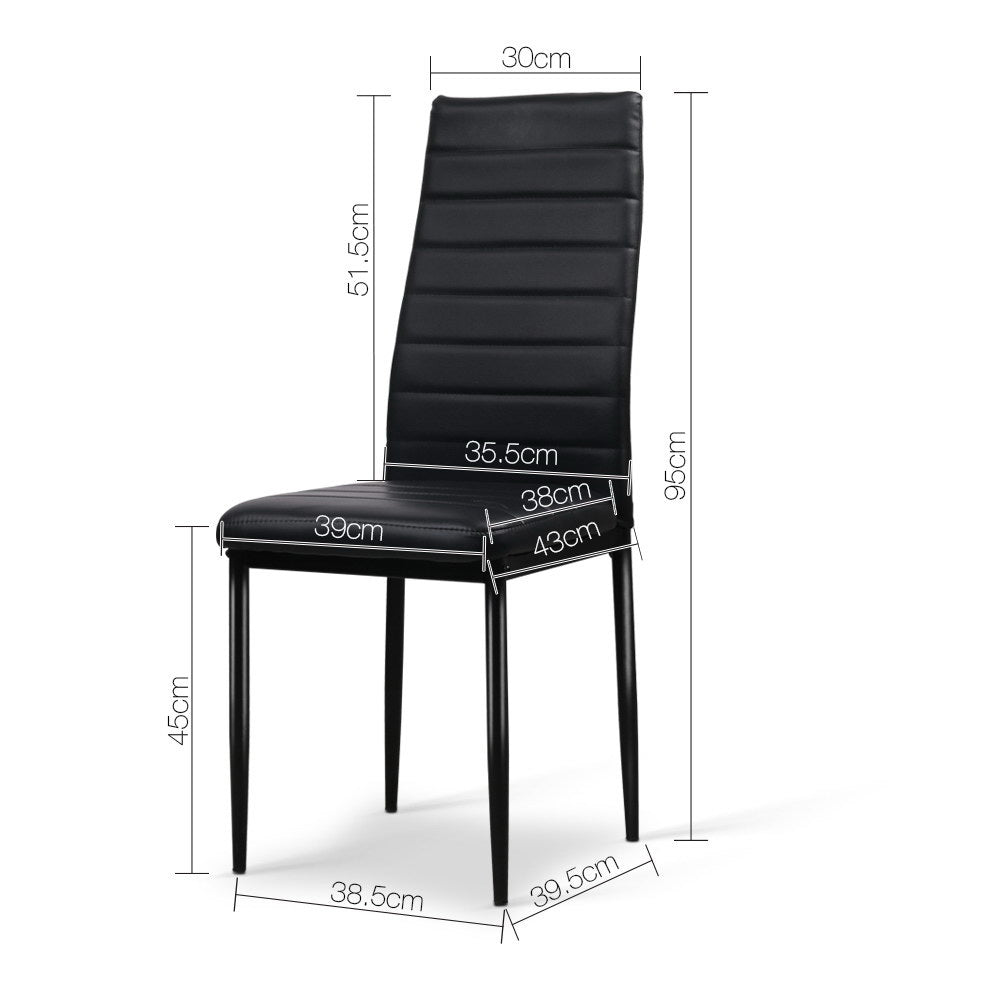 Arlo PVC Leather Dining Chair - Black (Set of 4)