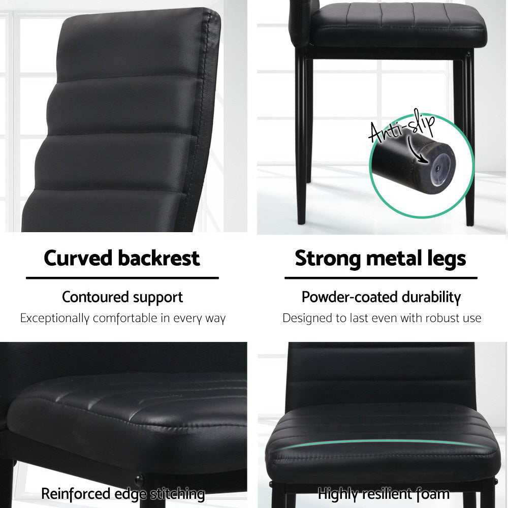 Arlo PVC Leather Dining Chair - Black (Set of 4)