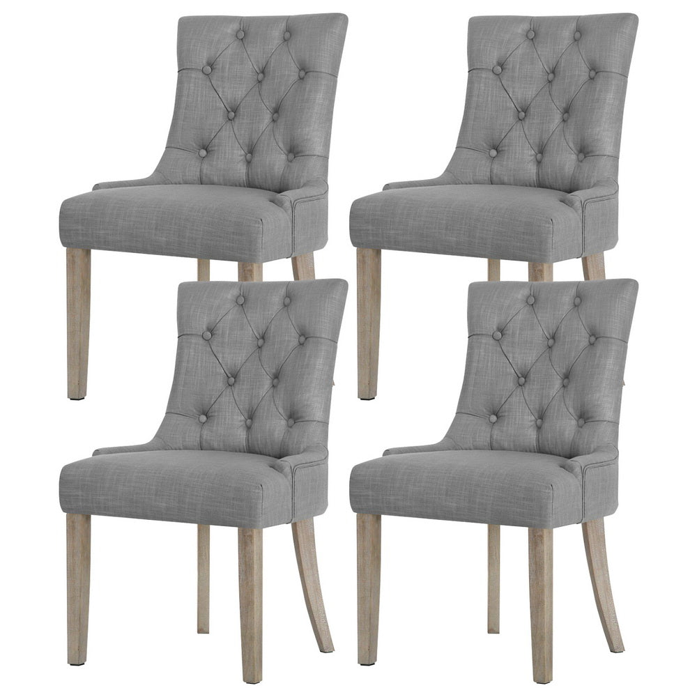 Camille Linen Dining Chair - Grey (Set of 4)