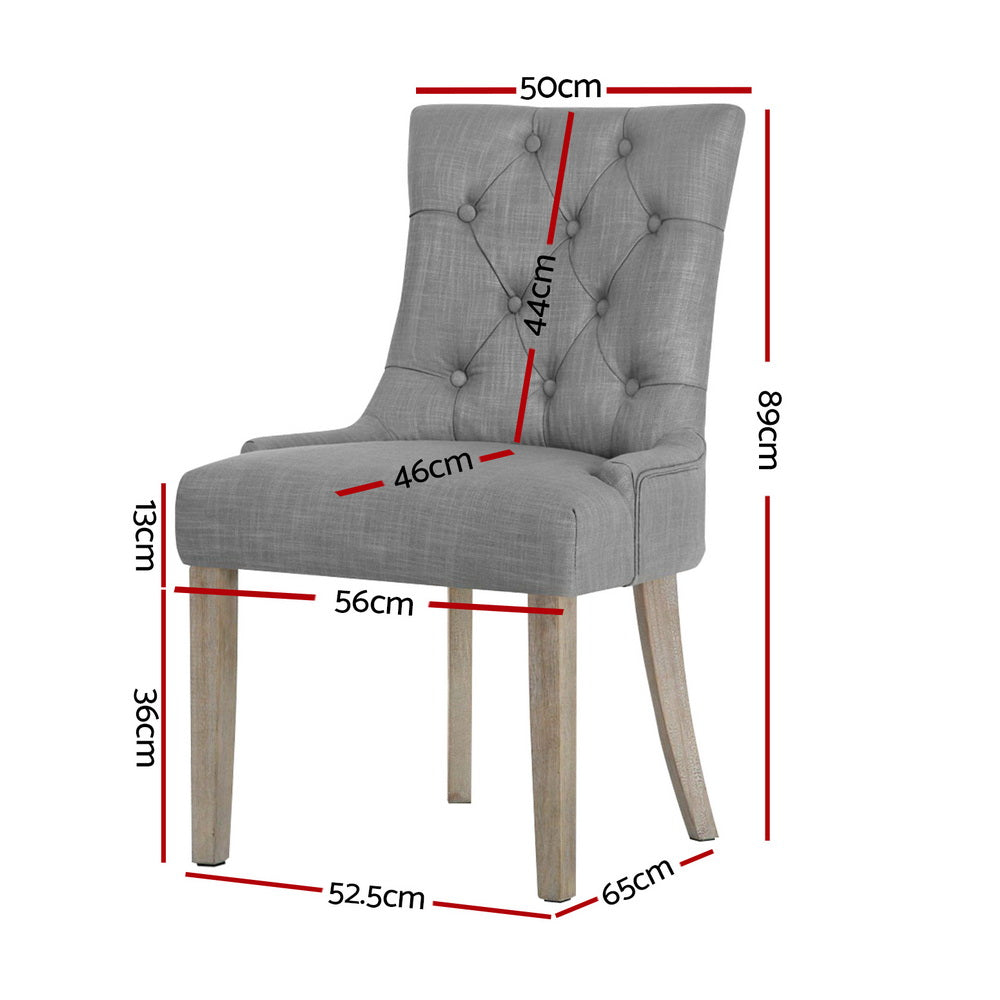 Camille Linen Dining Chair - Grey (Set of 4)