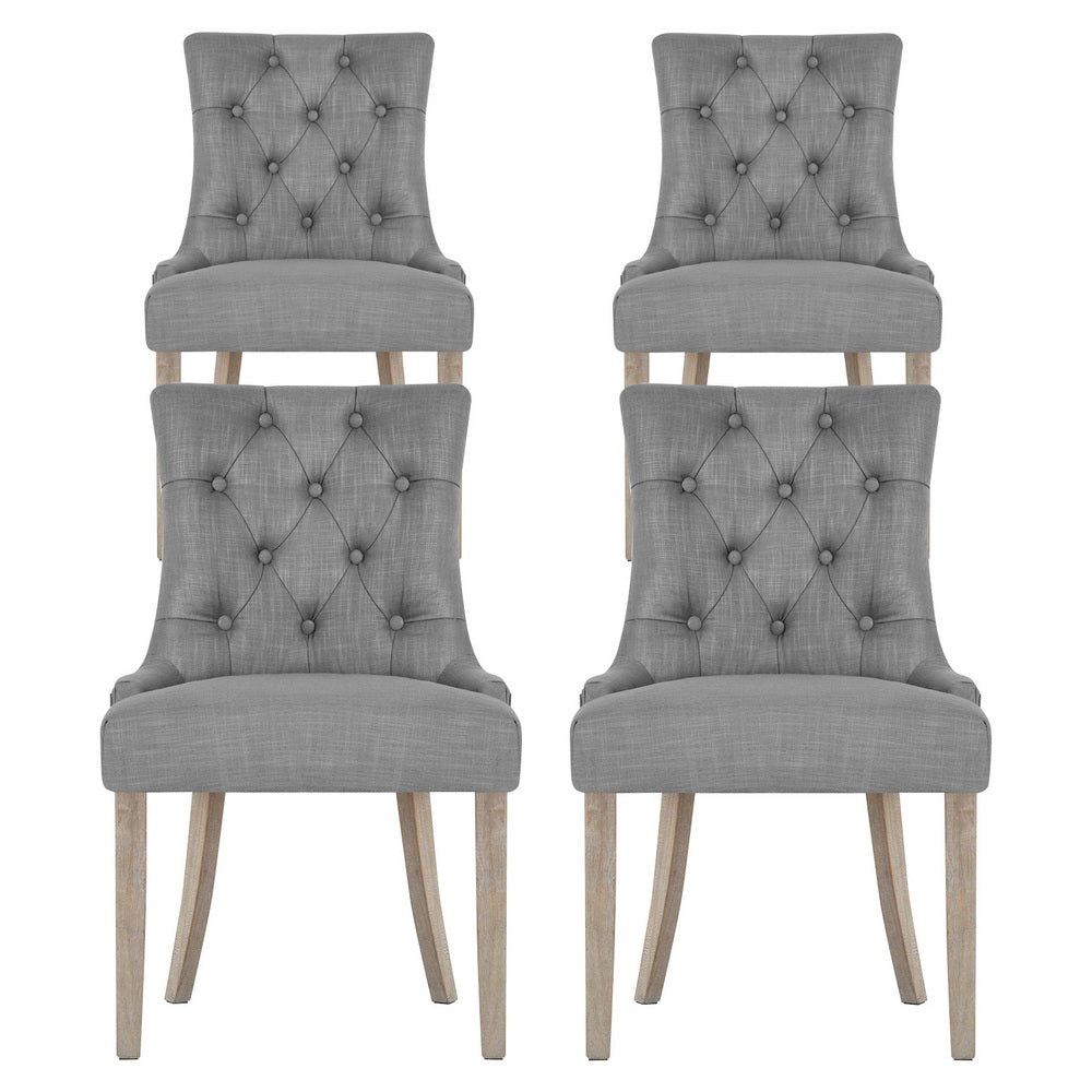 Camille Linen Dining Chair - Grey (Set of 4)