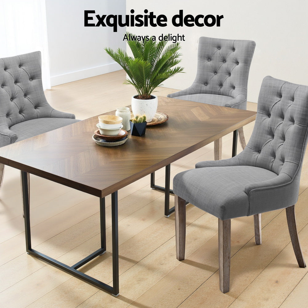 Camille Linen Dining Chair - Grey (Set of 4)