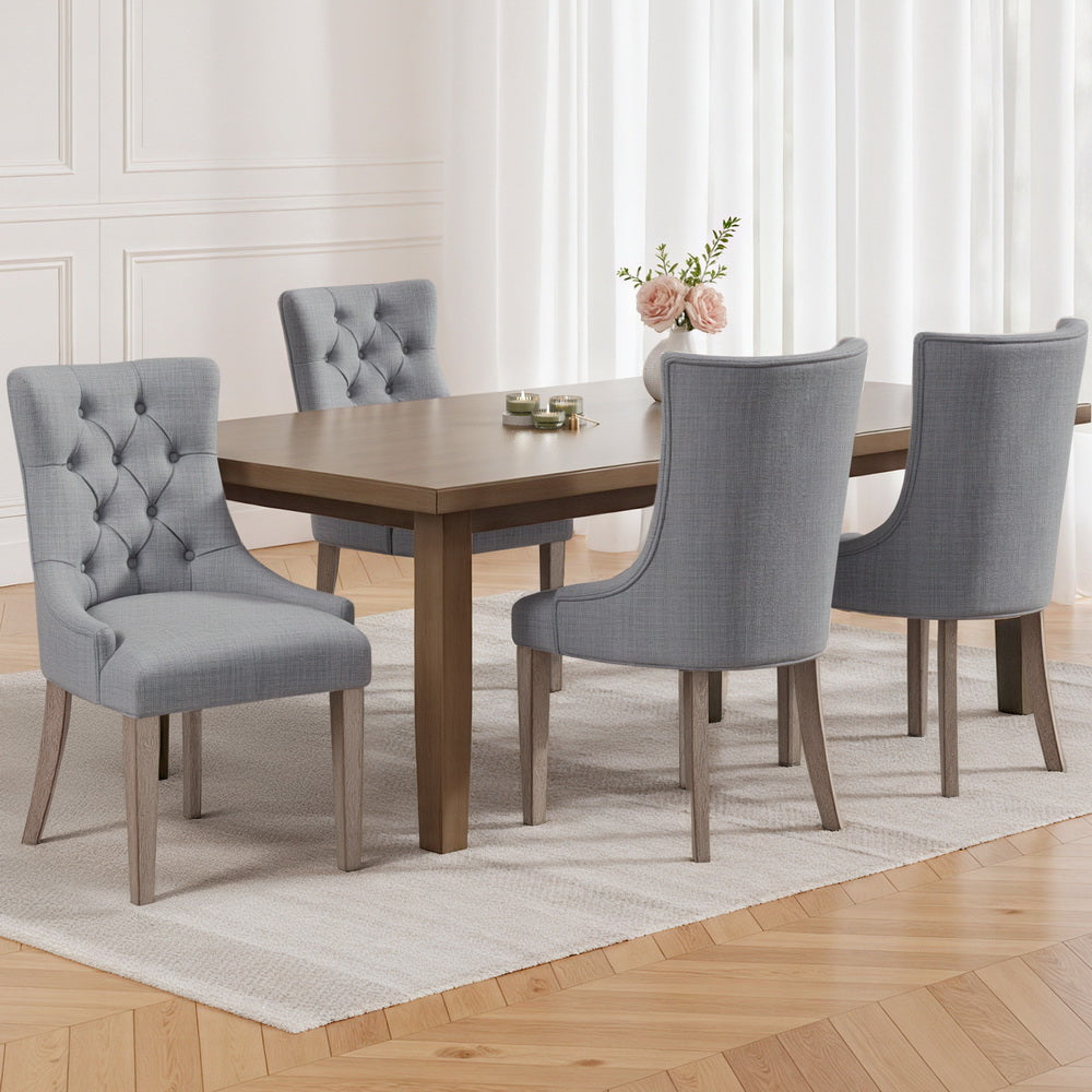 Camille Linen Dining Chair - Grey (Set of 4)