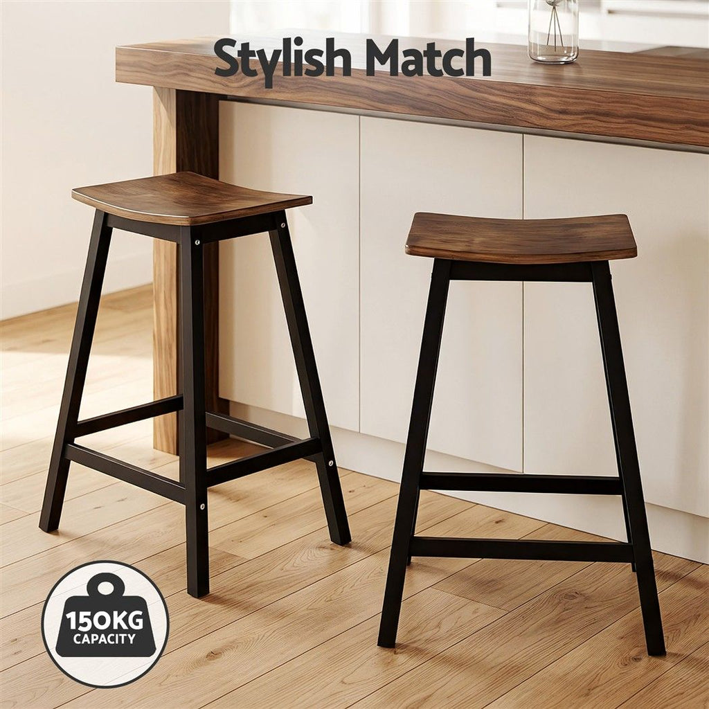 Patrick Wooden Counter Stool - Brown (Set of 2)
