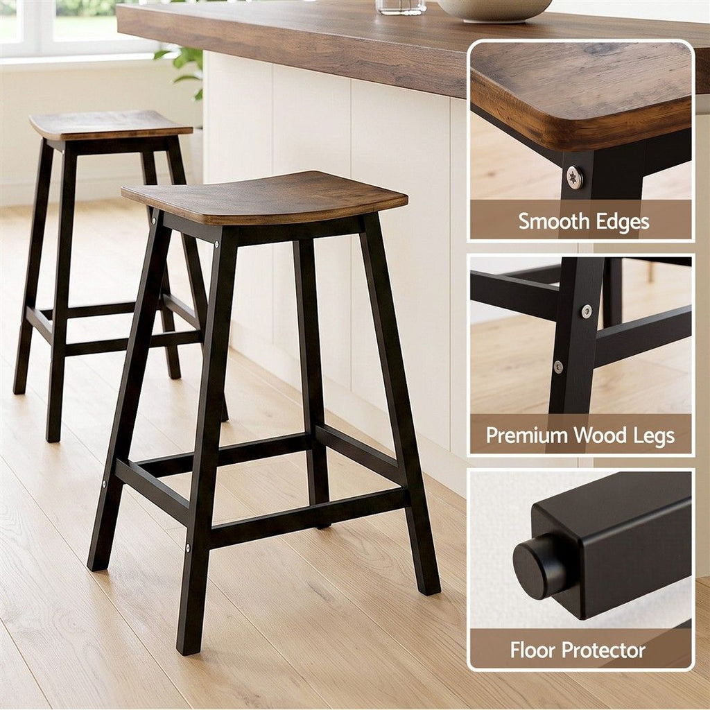Patrick Wooden Counter Stool - Brown (Set of 2)