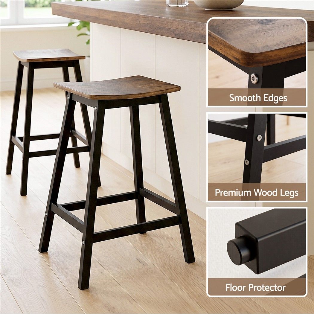 Patrick Wooden Counter Stool - Brown (Set of 2)