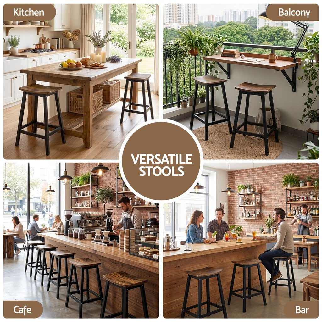 Patrick Wooden Counter Stool - Brown (Set of 2)