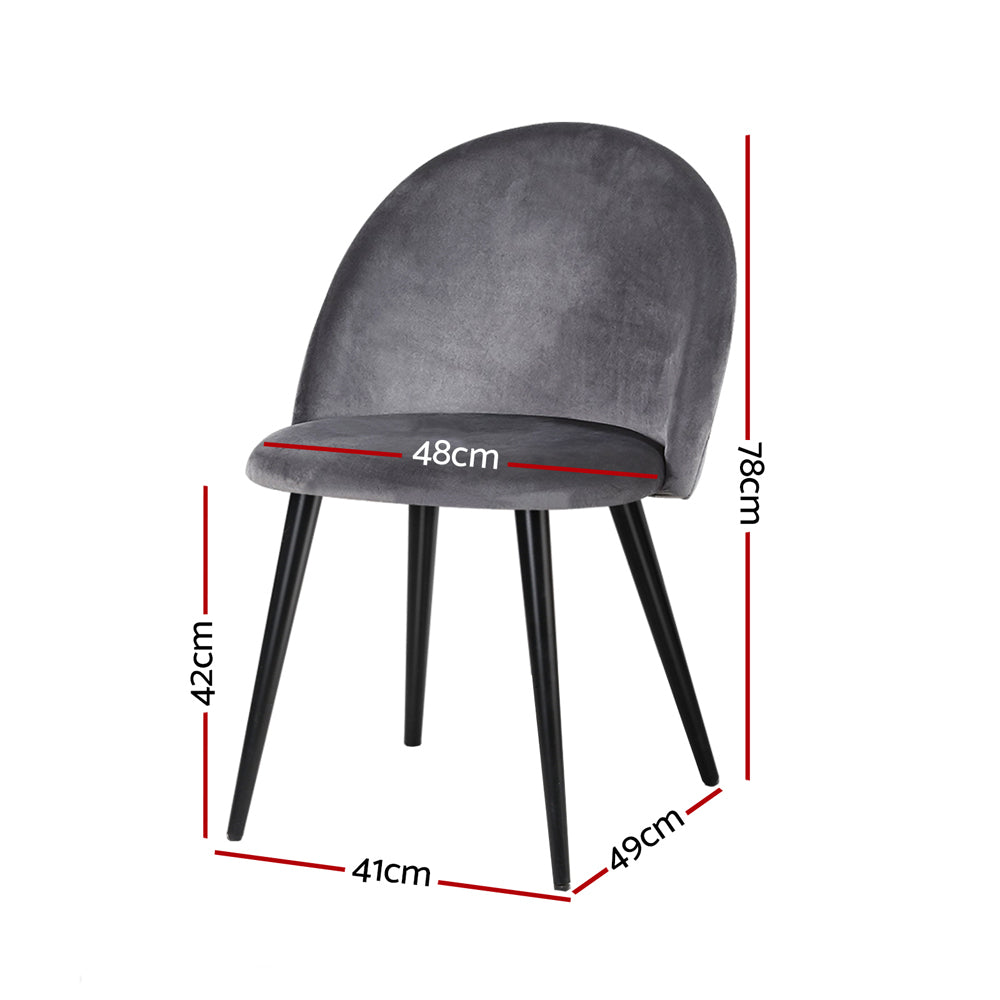 Hugo Velvet Dining Chair - Dark Grey (Set of 4)