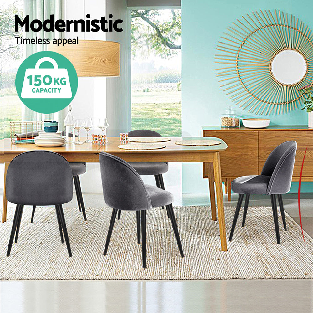 Hugo Velvet Dining Chair - Dark Grey (Set of 4)