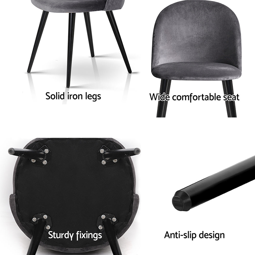 Hugo Velvet Dining Chair - Dark Grey (Set of 4)