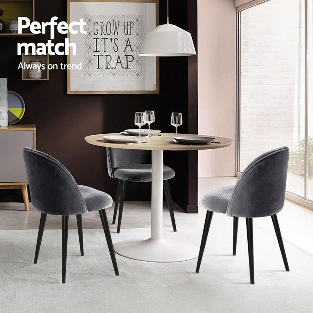 Hugo Velvet Dining Chair - Dark Grey (Set of 4)