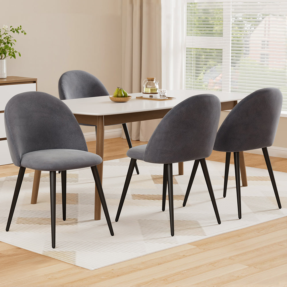 Hugo Velvet Dining Chair - Dark Grey (Set of 4)