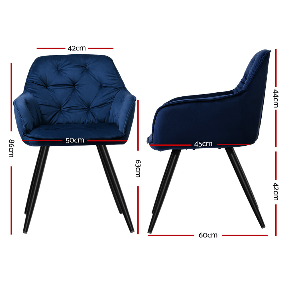 Valentina Velvet Dining Chair - Blue (Set of 2)