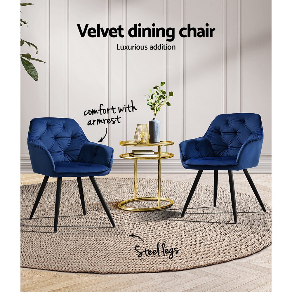 Valentina Velvet Dining Chair - Blue (Set of 2)